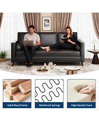 gaomon 86" Faux Leather Sofa, Mid Century Modern Deep Seat Couch, Couch with Upholstered Cushion and Removable Cover.