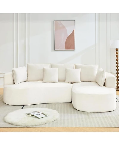 gaomon Sectional Cloud Modular Modern Curved Sofa with Chaise Lounge Chenille Fabric Convertible Compression Sleeper Sofa