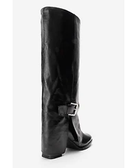 Forever & Always Shoes Women's Lojo Leather Block Heel Boot