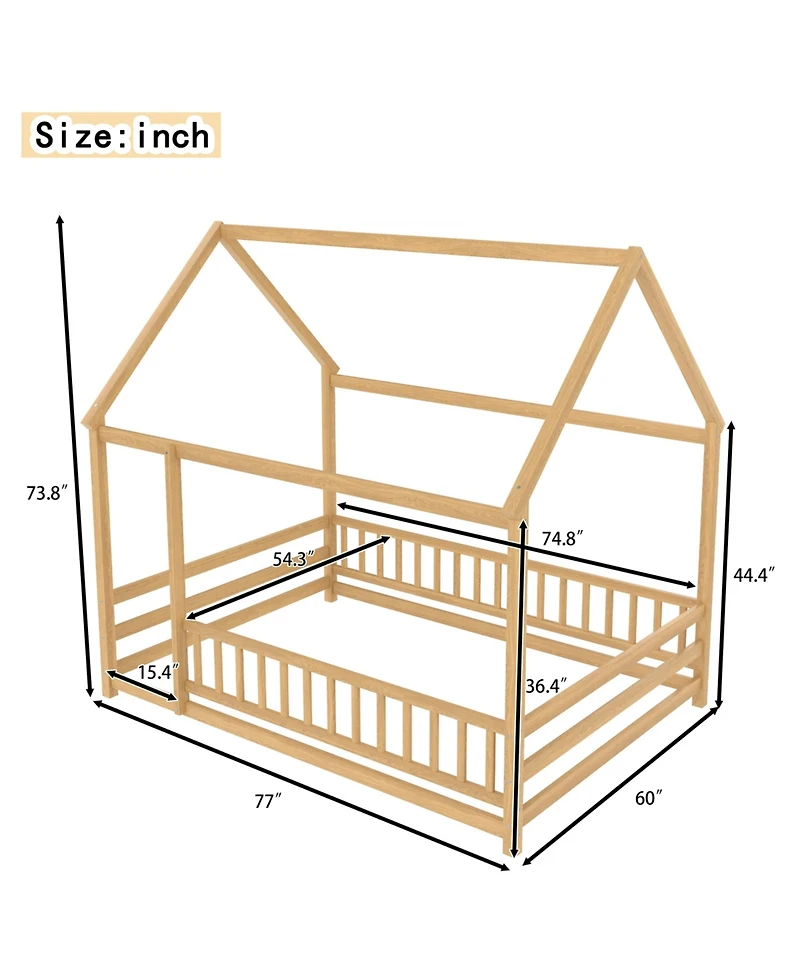 flynama Wooden Floor Bed House Roof Frame Fence Guardrails