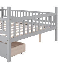 flynama Wooden House Bed Two Drawers