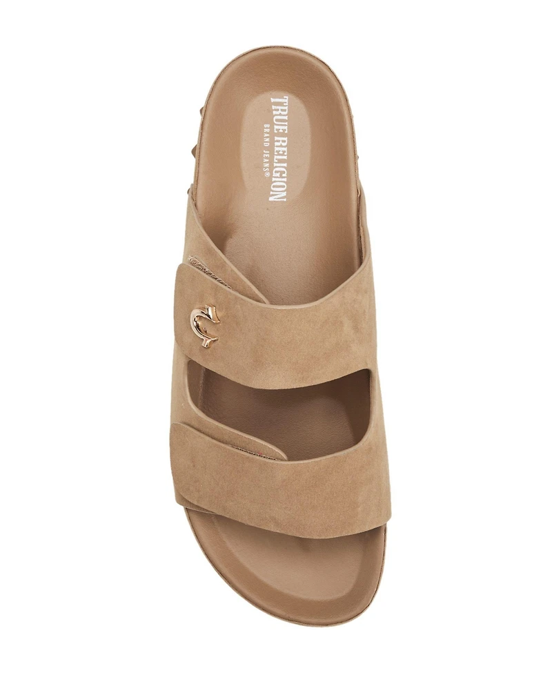 True Religion Men's Sean Double Strap Metal Logo Sandal