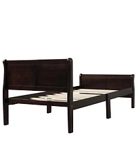 flynama Wood Platform Sleigh Bed Frame with Headboard Footboard Wood Slat Support Mattress Foundation