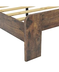 flynama Wood Platform Bed Dark Led Storage Headboard 2 Usb Charging Noise Free