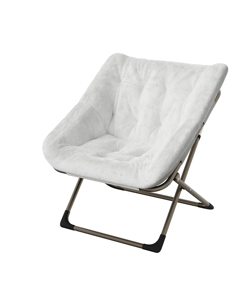 gaomon Rabbit Fur Saucer Chair - Foldable Comfy Lounge Chair with Metal Frame for Kids, Teens and Adults - Cozy Indoor Lazy Sofa
