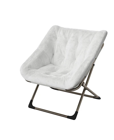 gaomon Rabbit Fur Saucer Chair - Foldable Comfy Lounge Chair with Metal Frame for Kids, Teens and Adults - Cozy Indoor Lazy Sofa