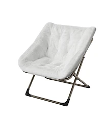 gaomon Rabbit Fur Saucer Chair - Foldable Comfy Lounge Chair with Metal Frame for Kids, Teens and Adults - Cozy Indoor Lazy Sofa