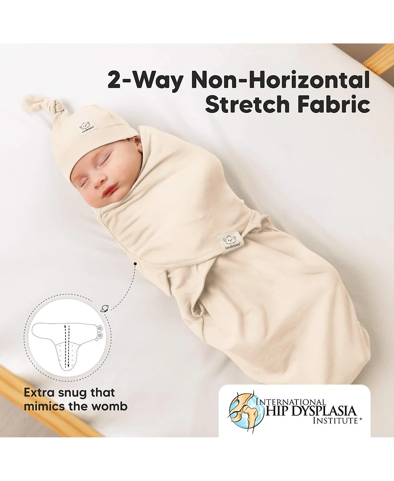 3pk Organic Swaddle Sleep Sacks with Knot Hats, Newborn 0-3 Months