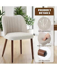 gaomon Wooden Dining Chairs Set of 6,Upholstered Dining Chairs Modern Fabric Kitchen Chairs with Back for Kitchen,White