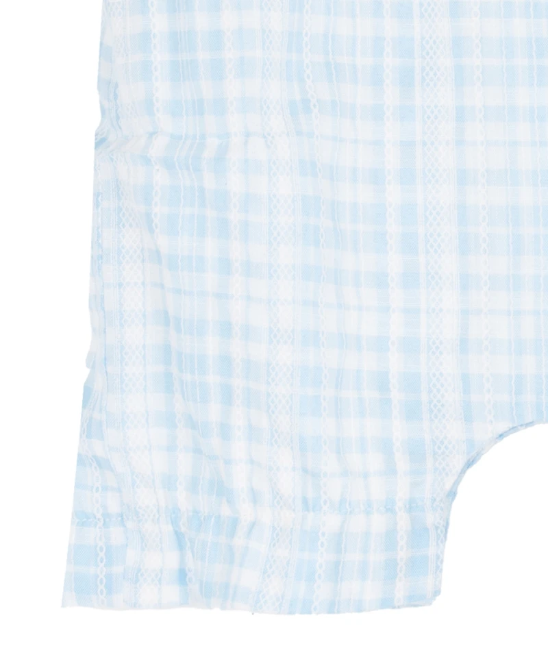 Rare Editions Baby Girls' Gingham Romper with Embroidery