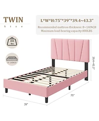 gaomon Twin Size Mdf + Iron Geometric Pattern Soft Bed, Stylish and Modern Design, Upholstered Mattress, No Box Spring Required for Bedroom