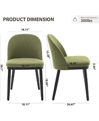 gaomon Linen Dining Chairs Upholstered Chairs with Curved Back and Wood Frame