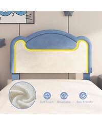 gaomon Twin Size Upholstered Bed Frame with Led Lights, Fabric Headboard, Princess Platform Bed, Wood Slats, No Box Spring