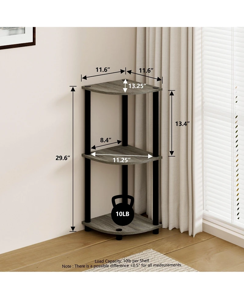 Homlux 3 Tier Decorative Corner Bookshelf Display Rack