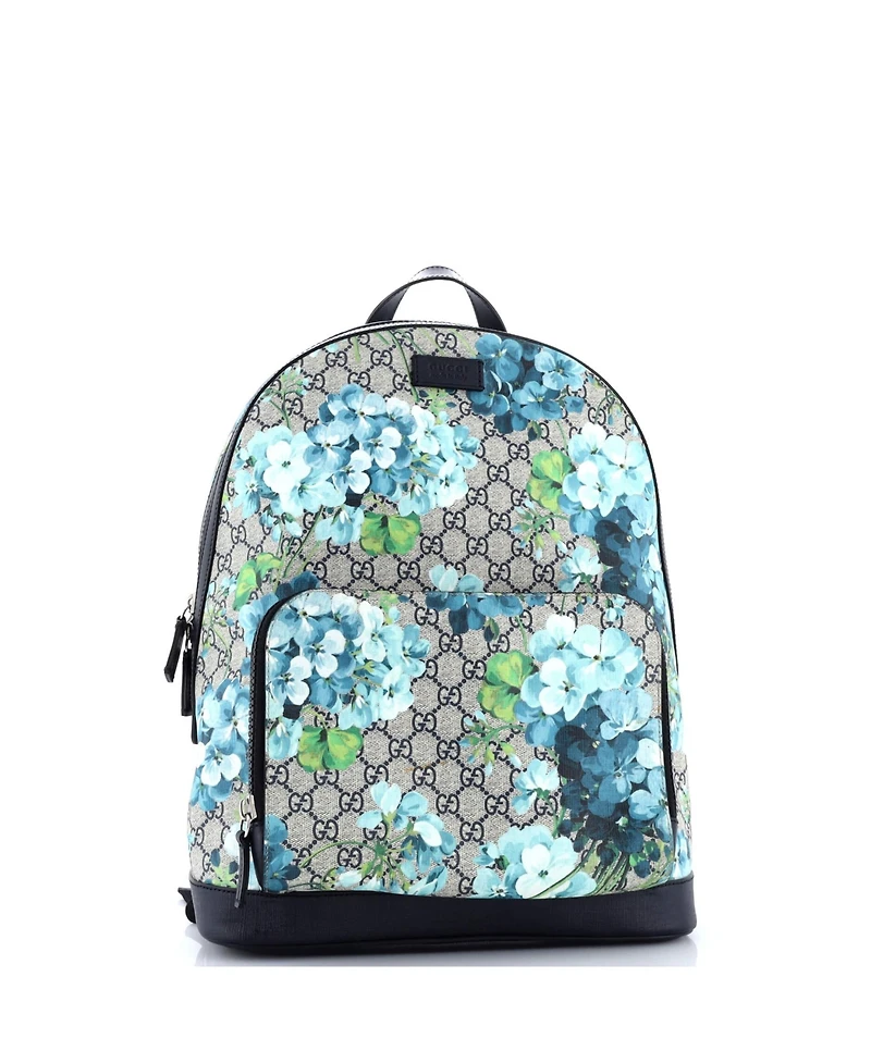 Pre-Owned Gucci Medium Zip Pocket Backpack Blooms Print Gg Coated Canvas