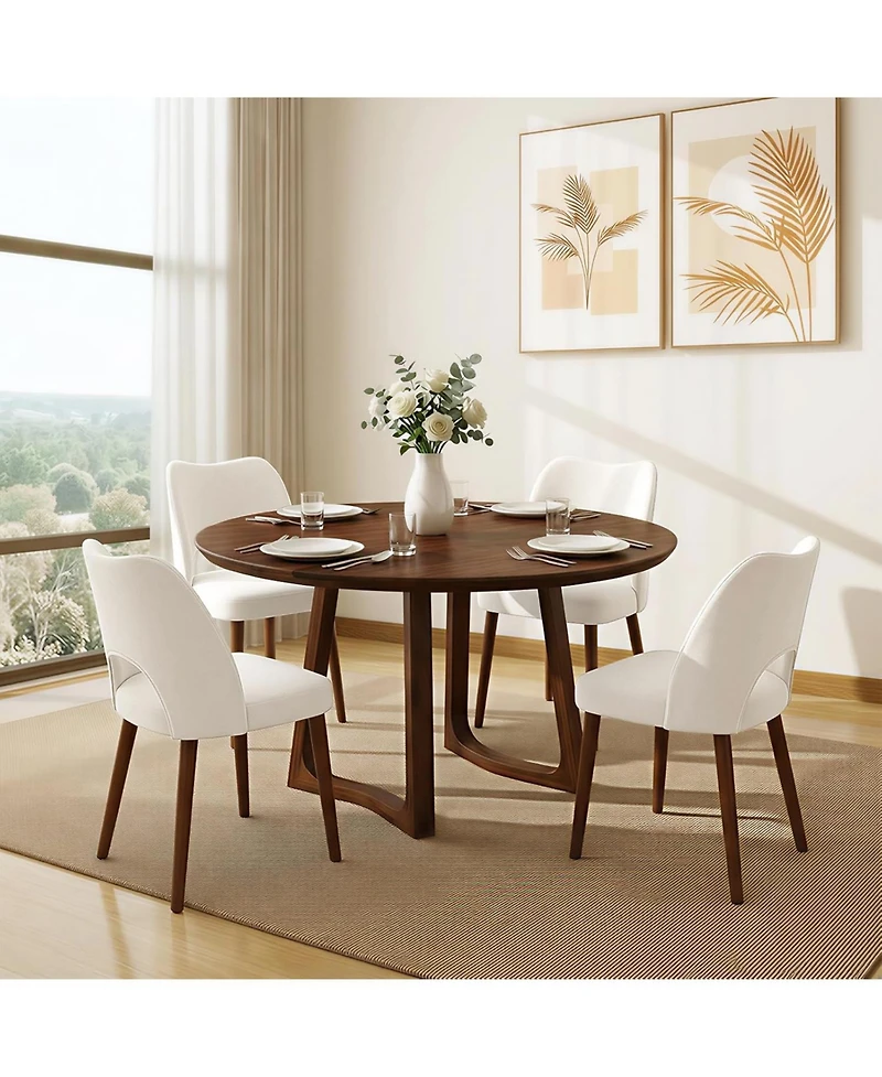 gaomon Wooden Dining Chairs Set of 2,Modern Fabric Upholstered Dining Room Chair Hollow Back Kitchen Chairs with Adjustable Foot Pads