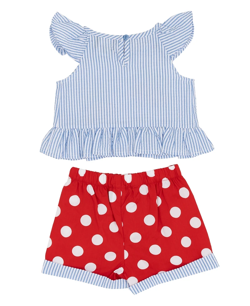 Rare Editions Baby Girls' Flutter Sleeve Top and Elastic Waistband Shorts, 2-Piece Set