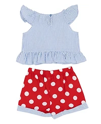 Rare Editions Baby Girls' Flutter Sleeve Top and Elastic Waistband Shorts, 2-Piece Set
