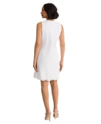 Jones New York Women's Round Neck Embroidered Midi Shirtdress