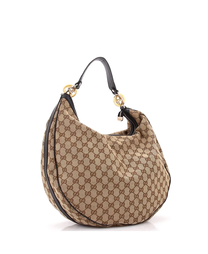 Pre-Owned Gucci Large Twins Hobo Gg Canvas