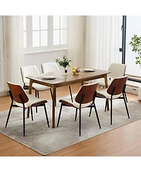 gaomon Dining Chairs Set of 4,Mid-Century Modern Upholstered Retro Pu Leather Kitchen Chairs with Walnut Bentwood Back and Metal Legs Adjustable