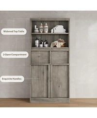 gaomon Tall Bathroom Cabinet, Floor Storage Cabinet with Doors & 2 Drawers, Organizer Freestanding for Bathroom, Living Room