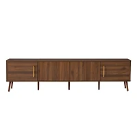 sumyeg 78 inch Modern Cabinet Tv Stand with Fluted Door & Cable Management, Soft-Closing Hinges, Solid Wood Legs