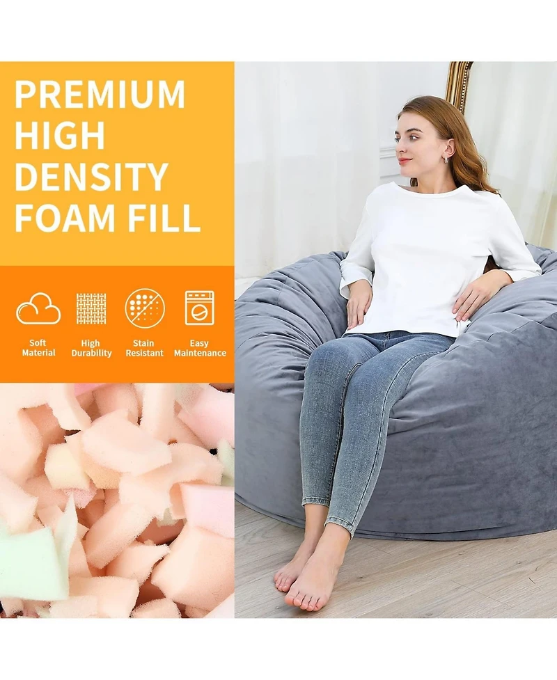 gaomon 48" Giant Bean Bag Chair, Memory Foam, Plush Velvet