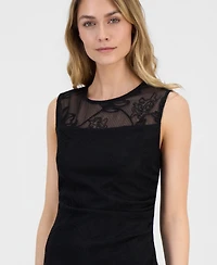 Anne Klein Women's Embroidered-Tulle Sleeveless Midi Dress