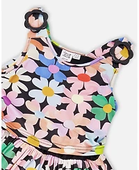 Deux par Deux Little Girls Dress Printed Flowers