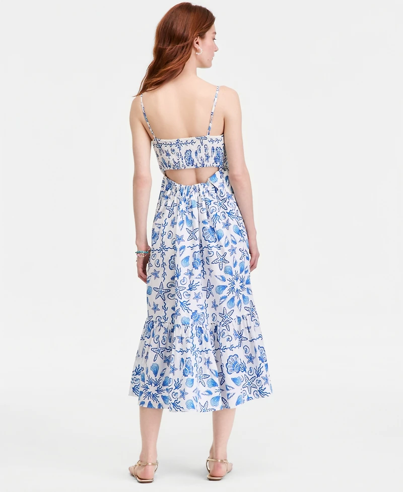 On 34th Women's Cotton Poplin Back-Cutout Tiered Midi Dress, Macy's Exclusive