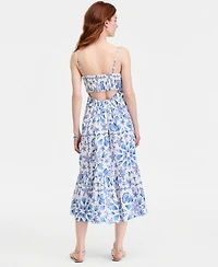 On 34th Women's Cotton Poplin Back-Cutout Tiered Midi Dress, Macy's Exclusive
