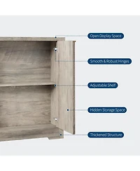 gaomon Fluted Buffet Sideboard Cabinet with Storage,2/4 Doors & Adjustable Shelf,Handle,Spacious Tabletop,Modern Wood Coffee Bar Console Table