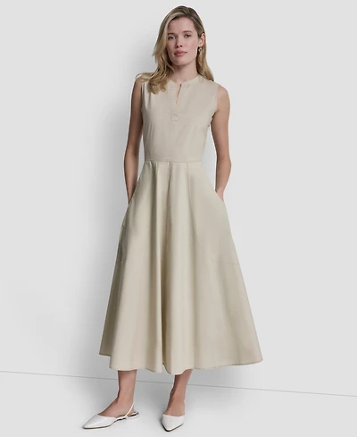Dkny Jeans Women's Sleeveless V-Neck Midi Dress