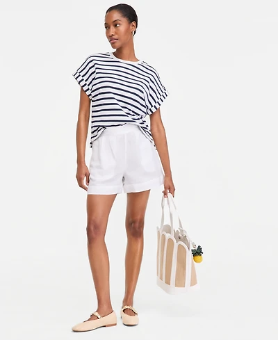 On 34th Women's Linen-Blend Tailored Pull-On Shorts, Macy's Exclusive
