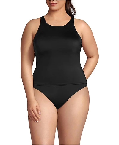 Lands' End Women's Plus Tugless High Neck Strappy Back Tankini Swimsuit Top