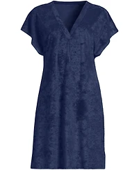Lands' End Women's Terry Dolman Sleeve V-Neck Cover Up Dress