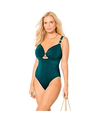 Swimsuits for All Women's Shimmer Ring Underwire One Piece Swimsuit
