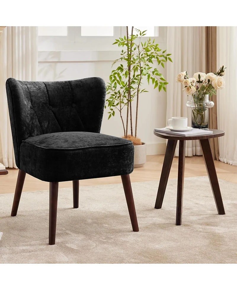 gaomon Modern Wingback Living Room Chair,Armless Lounge Chair with Wood Legs Upholstered Makeup Vanity Tufted Side Fabric Comfy Decor Back