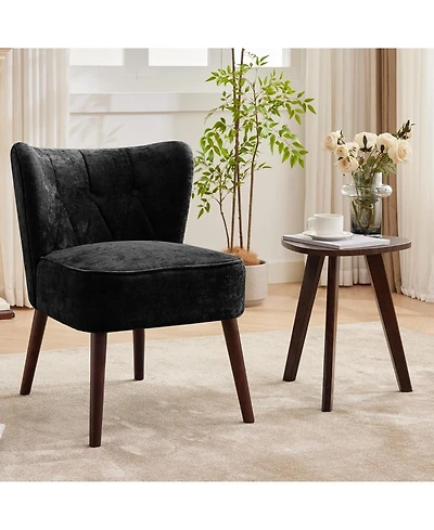 gaomon Modern Wingback Living Room Chair,Armless Lounge Chair with Wood Legs Upholstered Makeup Vanity Tufted Side Fabric Comfy Decor Back