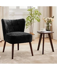 gaomon Modern Wingback Living Room Chair,Armless Lounge Chair with Wood Legs Upholstered Makeup Vanity Tufted Side Fabric Comfy Decor Back