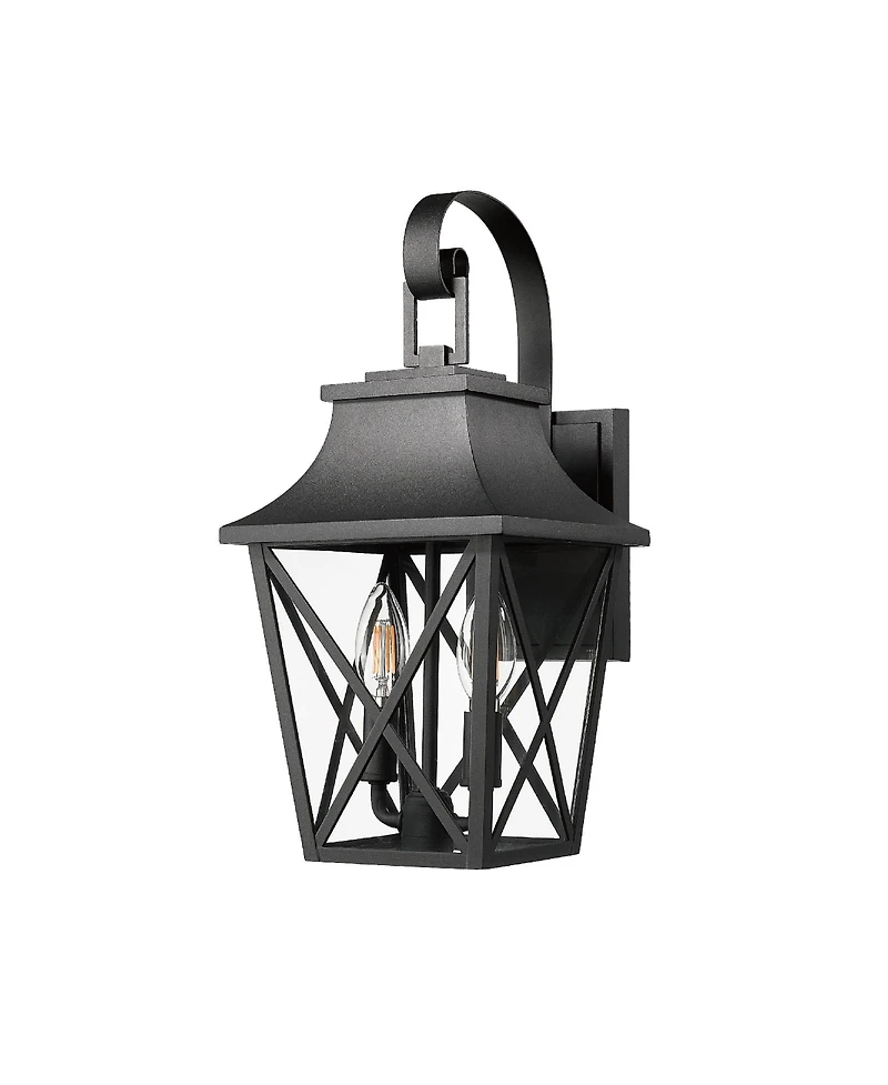 Flynama Outdoor Wall Lantern 2-Light, Large Outside Modern Wall Sconce Light Fixture, Industrial Porch Light Wall Mount with Glass