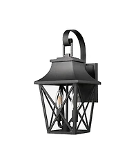 Flynama Outdoor Wall Lantern 2-Light, Large Outside Modern Wall Sconce Light Fixture, Industrial Porch Light Wall Mount with Glass