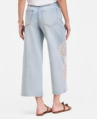 On 34th Women's Crochet Medallion High-Rise Wide-Leg Cropped Jeans, Macy's Exclusive