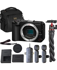 Canon Eos R50 V Mirrorless Camera Body | 4K Video, Dual Pixel Af, Flip Screen | Vlogging Kit w/ Wireless Lavalier Microphone Set, Octopus Flexible