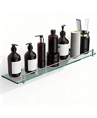 Yigii Glass Shelves Bathroom Chrome Stainless Steel Tempered Wall Mount