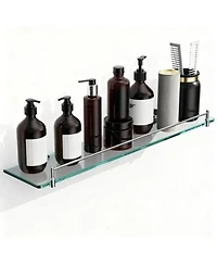 Yigii Glass Shelves Bathroom Chrome Stainless Steel Tempered Wall Mount