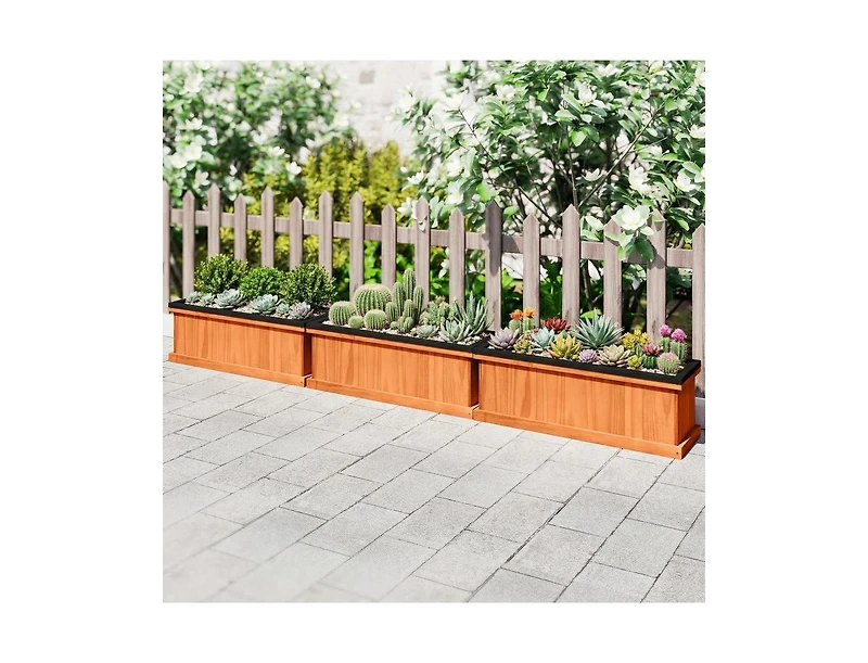 Slickblue Solid Fir Wood Raised Garden Bed with Liner & Drainage