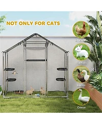 Zeus and Ruta Large Walk In Cat Patio Enclosure Outdoor Catio Garden Pet Playpen For Yard