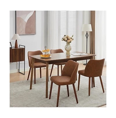 gaomon Leather Dining Chairs Set of 4, Upholstered Wingback Chairs with Wood Legs